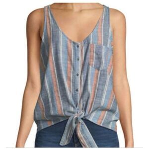 AG Cynthia Striped Tie Front Top Size Large